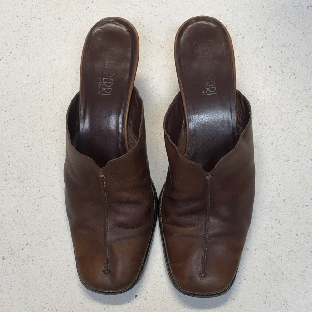 Elegant Brown Leather Mules by Alexa Perri by Mikala